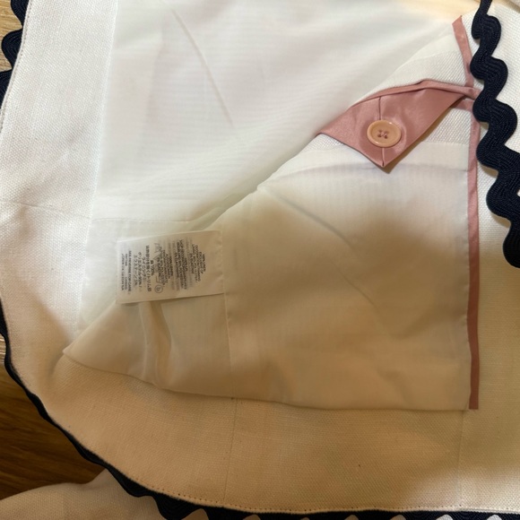J. Crew Lady Blazer White Linen With Navy Ric Rac Trim Size 6 - Picture 8 of 9